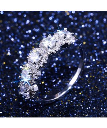 GUIDECUN CZ Crystal Diamond Halo Eternity Wedding Band, Gold Plated Cubic Zirconia Ring for Women - Size 9 - Buy Online on GoSupps.com