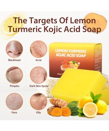 IREV Lemon Turmeric Kojic Acid Soap - Exfoliating & Cleansing Bar for Dark Spots Acne Face & Body - 200g/7OZ - Buy Online on GoSupps.com