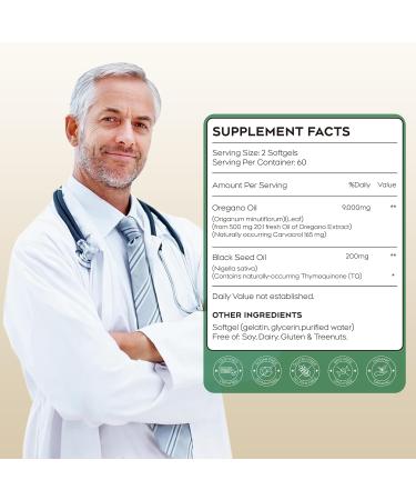 Anefmy Oil of Oregano with Black Seed Oil Capsules 2-in-1 Organic Oregano Oil Softgels Supplement for Immune Support Antioxidant with Concentrated Carvacrol & Thymoquinone Non-GMO (120 Softgels) - Buy Online on GoSupps.com