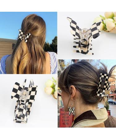 YISSION 2 PCS Large Checkered Butterfly Hair Clips - Vintage Steady Square Claw Clips for Thin/Thick Hair - Fashion Accessories for Women - Buy Online on GoSupps.com