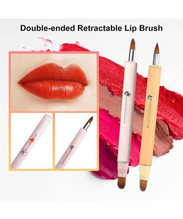 Unaone Retractable Lip Brush Set - Double-ended Lip Applicator with Cap - Portable Lip Liner, Gloss, Eyeshadow, Smudge, Concealer Brush - 2 Pieces (Pink/Gold) - Buy Online on GoSupps.com