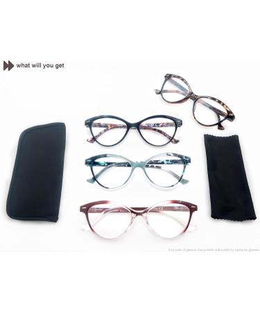 HEEYYOK Floral Cat Eye Reading Glasses for Women - Lightweight & Comfortable 1.5 Diopters - 4 Mixed Colors - Buy Online on GoSupps.com