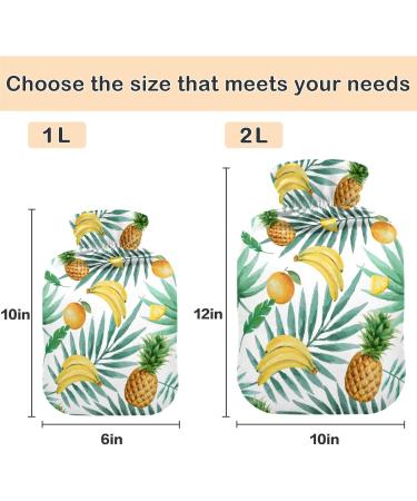 Naanle Palm Leaf Banana Pineapple Bottle | 1L Transparent Hot Water Bottle for Pain Relief & Therapy | Ideal for Bed Hand & Feet Warmth - Buy Online on GoSupps.com