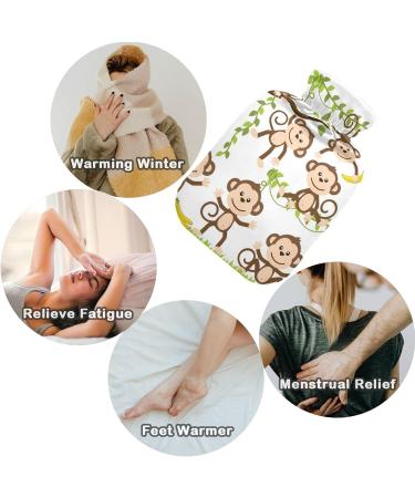 NAANLE Cartoon Monkey Hot Water Bottle - 1L Transparent Heat Bottle for Bed Hand & Foot Warmer Pain Relief & Cold Therapy - Buy Online on GoSupps.com