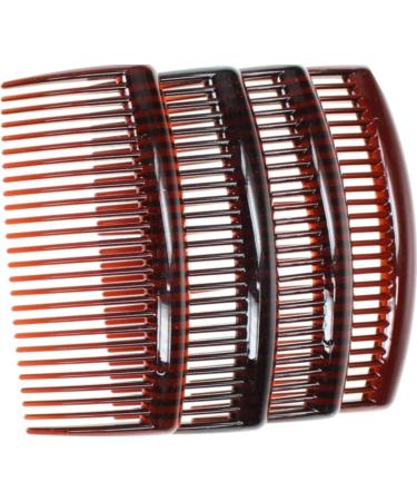 4 Pack of Large 9cm Plain French Side Hair Combs Slides Grips Clips Hair Accessories for Women Girls by Glitz4Girlz (Tort Brown) - Buy Online on GoSupps.com