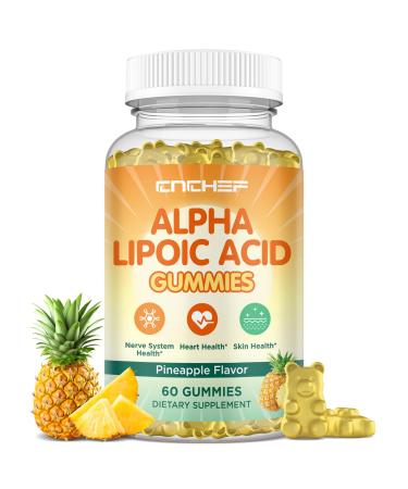 CNCHEF Alpha Lipoic Acid Gummies 600mg - Nerve Savior for Neuropathy with Vitamin B1 B6 B12 C E Biotin Coenzyme Q-10 - Brain Health and Nerve Support Antioxidant - Vegan Sugar-Free - 60 Gummies