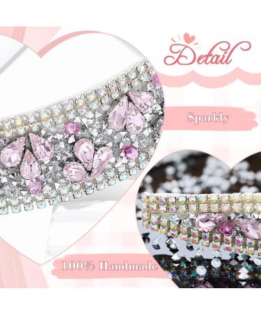 Flayem Rhinestone Headband Glitter Sparkly Crystal Hair Hoop Gorgeous Padded Wide Hair band Jewelry Accessories Prom Banquet Headwear for Women and Girls (Pink) - Buy Online on GoSupps.com