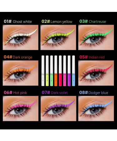 KISSIO Neon Color Waterproof Glow Matte Liquid Eyeliner for Neon Party - 01White (0.169oz) - Buy Online on GoSupps.com