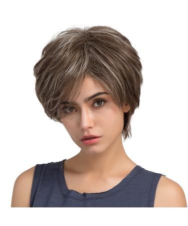 TOPWIAD Women s Beautiful Fluffy Mixed Color Short Human Hair Wig - Soft Natural Look Real Hair Blend - Buy Online on GoSupps.com