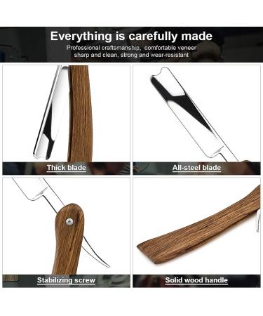 Peinat Straight Razor Kit - Wooden Cutthroat Razor for Men, Stainless Steel with Leather Canvas Strap - Vintage 3 Piece Set - Buy Online on GoSupps.com