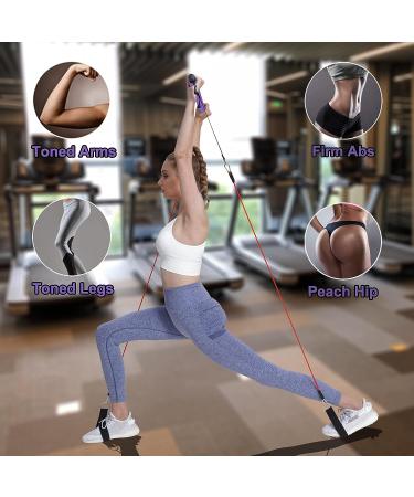 Portable Pilates Bar Exercise Kit with 3 Stackable Resistance Bands - Home Gym Equipment for Body Toning | Fitness Video Included (Purple) - Buy Online on GoSupps.com