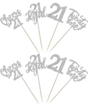Rsstarxi 24 Pack 21st Birthday Cupcake Toppers Glitter Leg Al 21 Cupcake Toppers Twenty One Hello Cheers to 21 Cupcake Picks for Happy 21st Anniversary Birthday Party Cake Decorations Silver Silver 21st - Buy Online on GoSupps.com