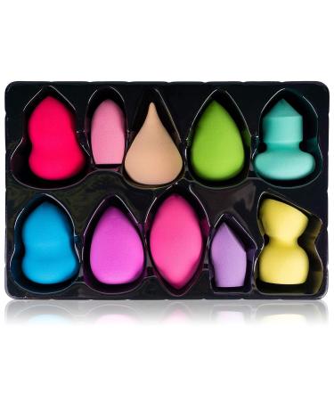 SHANY Blender Makeup Sponge Set - 10 Pcs Latex-Free Vegan Blending Puffs for Liquid Cream & Powder Foundations - Multi Shapes & Assorted Colors - Perfect Gift - Buy Online on GoSupps.com