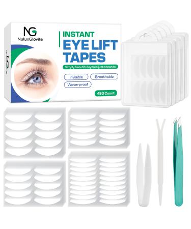 Nuluxglovite Eyelid Tape 480 Count Eyelid Lifter Strips Double Eyelid Tape for Heavy Hooded Droopy Lids for Dramatic Lift - Instant Eye Lift Without Surgery Perfect for Uneven Mono-Eyelids