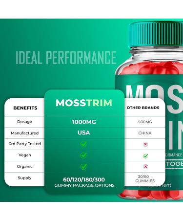 Moss Trim Keto ACV Gummies Moss Trim ACV-Keto Gummies 1000MG - Maximum Strength MossTrim All Natural Apple Cider Vinegar Vitamin B12 Pomegranate Moss Trim ACV Gummy Reviews (5 Pack) - Buy Online on GoSupps.com