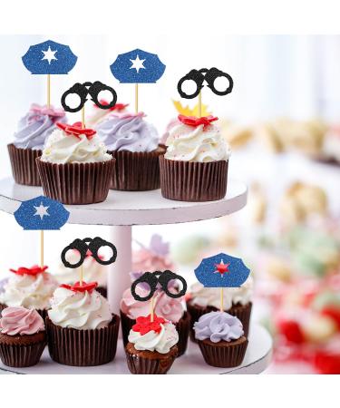 MonMon & Craft Congrats Officer Cupcake Toppers/Future Police Graduation Cupcake Decor/Class of 2024 Cupcake Toppers/Police Academy Graduation Party Cupcake Decorations Black Blue Glitter 24 Pcs - Buy Online on GoSupps.com