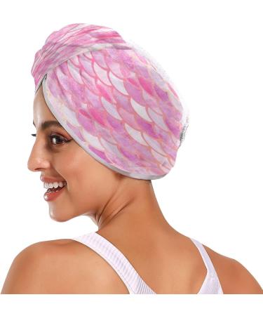 Pink Mermaid Scales Dry Hair Cap & Towel Set - Quick Drying Super Absorbent Soft Comfort - Buy Online on GoSupps.com