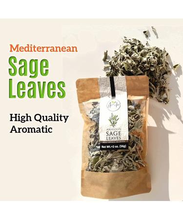 Arseila Sage Leaves - Premium Wild Whole Mediterranean Sage Leaf - Cooking, Tea, Smudge - 3 oz - Buy Online on GoSupps.com
