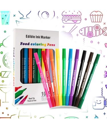 Food Coloring Pens Edible Markers 10Pcs Fine and Thick Tip Food Grade Gourmet Writers for DIY Fondant Cakes Cookies Frosting Easter Eggs Baking Decorating Painting Drawing Writing 10 Colors1 - Buy Online on GoSupps.com