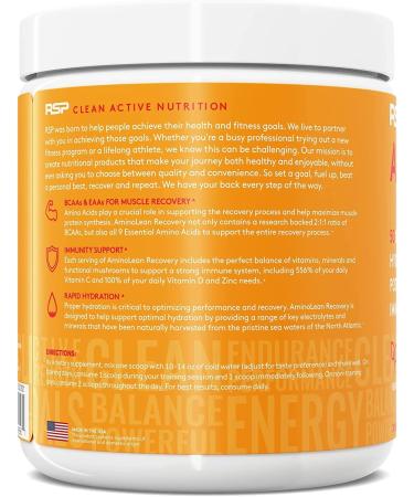 RSP AminoLean Recovery - Post Workout BCAAs Amino Acids Supplement with Electrolytes for Hydration Boost and Muscle Recovery - Vegan Aminos - Blood Orange Flavor - 30 Servings - Buy Online on GoSupps.com