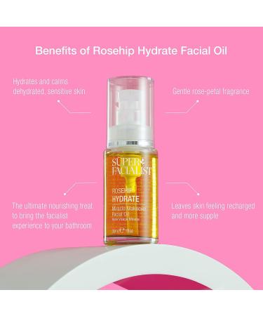 Super Facialist Rose Brighten & Refine Face Oil - Vegan Aromatherapy Blend for Dry & Sensitive Skin - 30ml - Buy Online on GoSupps.com
