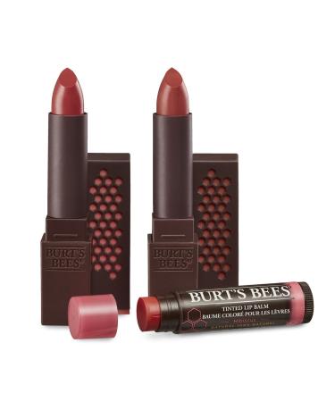 Burt's Bees Lip Color Trio Gift Set - Blush Basin & Suede Splash Lipsticks, Hibiscus Tinted Lip Balm - 3 Piece Set - Buy Online on GoSupps.com