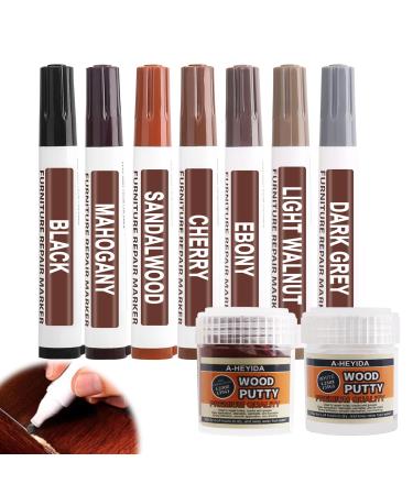 Furniture Repair Kit Wood Markers - New 7 Color Red Sandalwood Series Wood Floor Scratch Repair Kit Wood Furniture Touch Up Stain Pens and Wood Putty Repair Tool for Stains Scratches Floors Tables