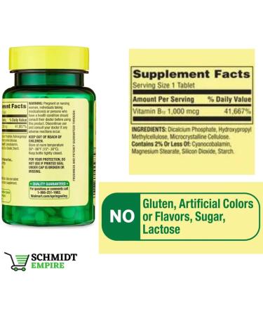 Spring Valley SCHMIDT EMPIRE Vitamin B-12 1000mcg Timed Release - 60 Tablets - Buy Online on GoSupps.com