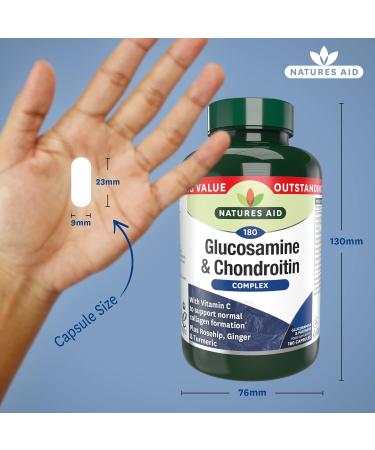 Natures Aid Glucosamine and Chondroitin Complex with Vitamin C Rosehip Ginger and Turmeric 180 Capsules package may vary Glucosamine and Chondroitin 180 Capsules - Buy Online on GoSupps.com