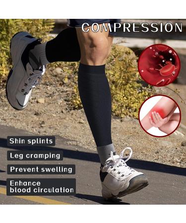 Calf Compression Sleeve & Sports Socks Set - 2 Pairs Each | Women's & Men's Compression Socks for Travel Sports Yoga Gym - Medium Size 80% Black - Buy Online on GoSupps.com
