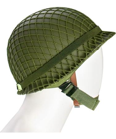 QWORK M1 Green Helmet Replica with Net Cover - WWII US Army Outdoor Field Steel Helmet - Buy Online on GoSupps.com
