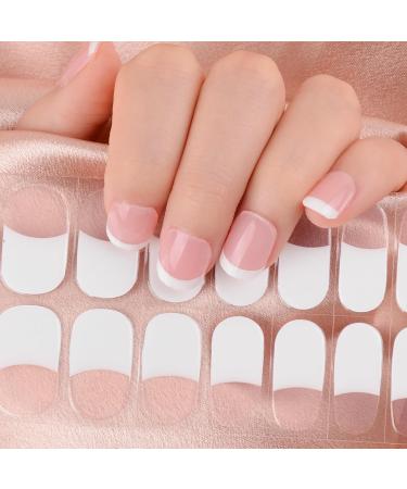 22 pcs French Semi Cured Gel Nail Strips Pink Nail Gel Polish Wraps Soft Self-Adhesive Nail Full Wraps Nail Strips Sticker Nail Tips Christmas Nail Wraps Sticker Decals French Pink White - Buy Online on GoSupps.com