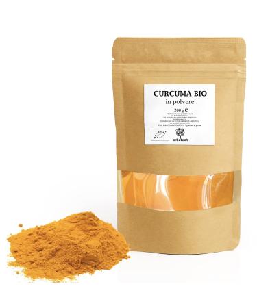 ERBOTECH Organic Turmeric Powder 200g Sachet 100% Pure and Organic No Added Allergenic Substances GMO Free V