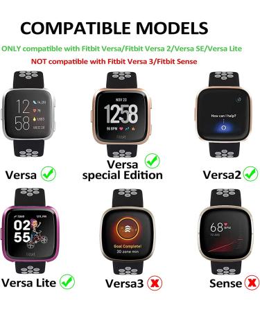 2-Pack Large Sport Silicone Bands for Fitbit Versa 2/Lite - Black/Gray & Charcoal - Men/Women - Buy Online on GoSupps.com