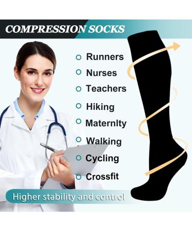 ACTINPUT Compression Socks 8 Pairs 15-20mmHg for Women & Men - Nurse Medical Running Support - Black Large/X-Large - Buy Online on GoSupps.com