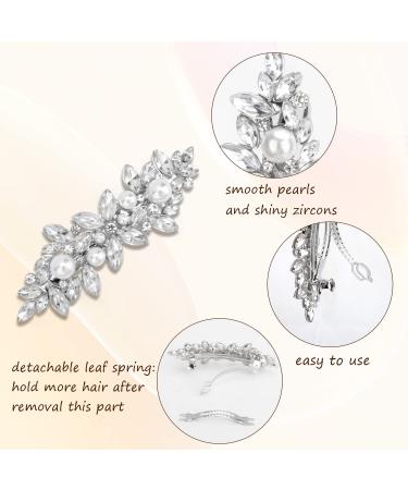 4 Pcs Rhinestone Flower Hair Barrettes | Crystal Pearl French Hair Clips for Women | Wedding Hair Accessories - Buy Online on GoSupps.com
