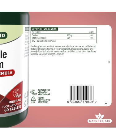 Natures Aid Chewable Calcium 400mg with Vitamin D - 60 Tabs for Strong Bones & Teeth - Buy Online on GoSupps.com