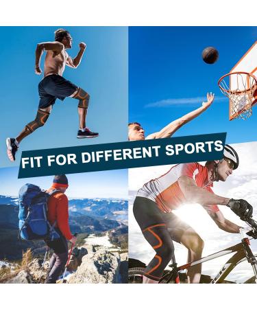 BESKEY Large Orange Knee Support (Pair) - Anti Slip Knee Brace for Joint Pain Relief and Injury Recovery - Elastic, Breathable Compression Sleeve for Arthritic Sufferers and Sports Enthusiasts - Buy Online on GoSupps.com