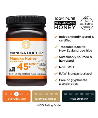 Manuka Doctor Multifloral MGO 45+ Manuka Honey 1.1 lbs (500g) - Premium Natural Health - Buy Online on GoSupps.com