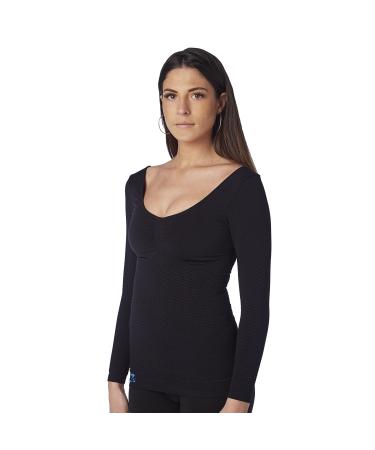 CzSalus Flat Knit K1 Long-Sleeved Women Compression Vest to Alleviate The discomforts of Lipoedema, Lymphoedema Black X-Large