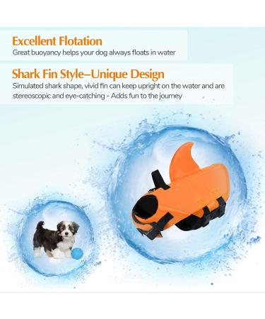 SUNFURA Small Orange Dog Shark Life Jacket | Ripstop Vest for Swimming Pool | Rescue Handle & Superior Buoyancy | Pet Preserver for Boating - Buy Online on GoSupps.com
