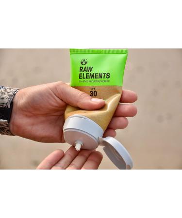 Raw Elements Face and Body Mineral Sunscreen SPF 30+ - 95% Organic, Water Resistant, Reef Safe, Cruelty Free - 3oz Bio-Resin Tube, Moisturizing Formula - All Ages Safe - Buy Online on GoSupps.com