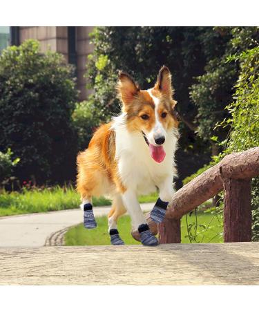 Petloft Anti-Slip Dog Socks - 4 Pack Indoor Slide-Resistant Socks with Adjustable Tape for Small & Medium Dogs Cats & Puppies (3XL Dark Blue Paw) - Buy Online on GoSupps.com