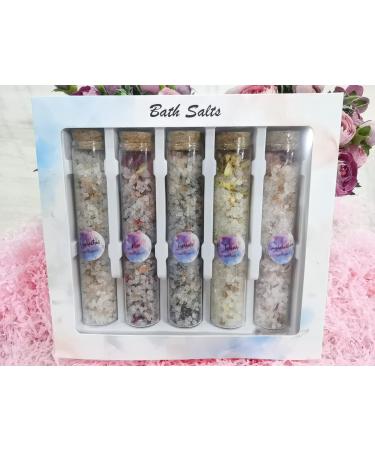 Bath Salts Gift Set with 5 Different and Fascinating Fragrance-Rose Lavender Jasmin Gomphrena globosa Osmanthus 5x100g
