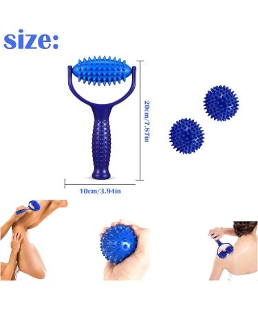 Premium 3-Piece Massage Ball Set | Fascia Roller Hedgehog Foot Massager & Handle Massage Roller for Deep Tissue Relief - Buy Online on GoSupps.com