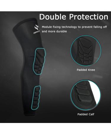 HOPEFORTH Knee Calf Padded Compression Leg Sleeves 2 Pack - Medium | Sports Protective Gear for Football, Basketball, Volleyball, Soccer, Baseball, Tennis - Black - Buy Online on GoSupps.com