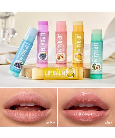 6pcs Fruit Flavored Lip Gloss Set Clear Lip Gloss for Dry and Chapped Lips Long Lasting Moisturizing Lip Gloss Lip Balm Fruit Lip Balm Set - Buy Online on GoSupps.com