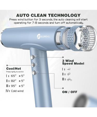 Slopehill Ion Hair Dryer - Fast Drying 110 000 RPM Brushless Motor Quiet Magnetic Diffuser for Home & Salon (Blue) - Buy Online on GoSupps.com