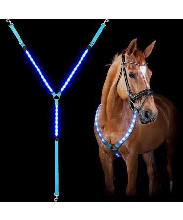 LED Horse Harness Breast Belt - Adjustable Robust & Comfortable | Best Visibility for Riding in Blue - Buy Online on GoSupps.com