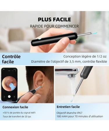 1080p HD WiFi Ear Wax Removal Otoscope - 360 Wide Angle IP67 Waterproof 6 LEDs | Compatible with iOS iPad Android - R1 Ultra Black - Buy Online on GoSupps.com